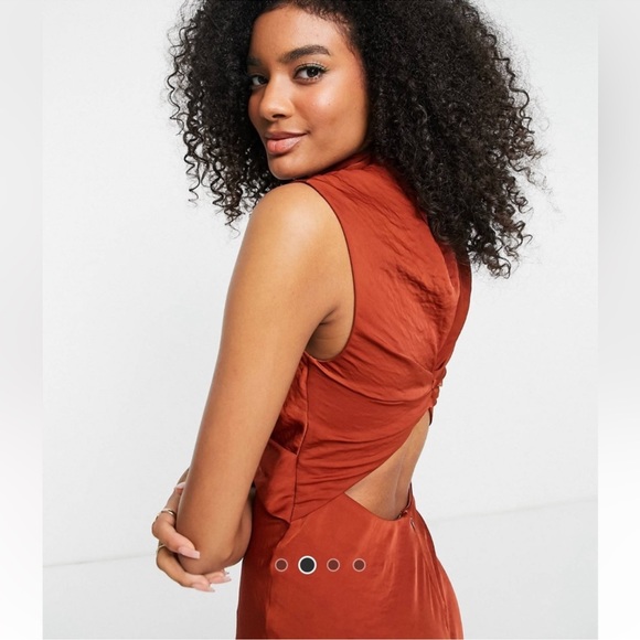 ASOS high neck drape cut out midi dress - Picture 2 of 6